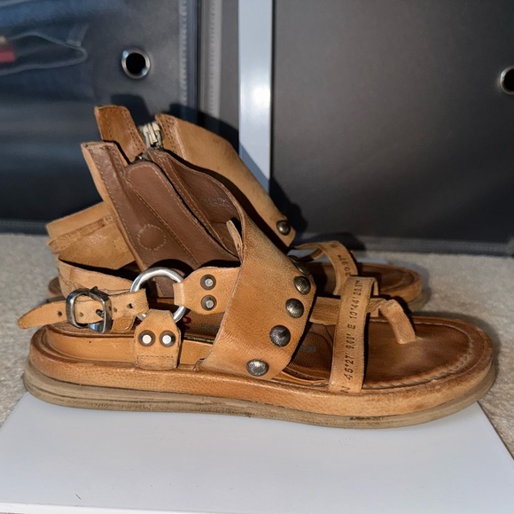 A.S. 98 Pacey Natural Leather Studded Harness Zip Sandals Size EU 39 / US 9 - Picture 5 of 11